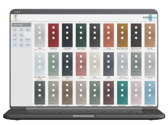 Laptop showcasing different door finishes